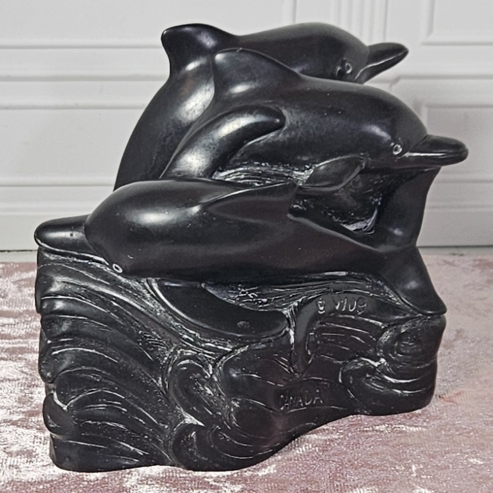 Soapstone Dolphin Statue Handcarved